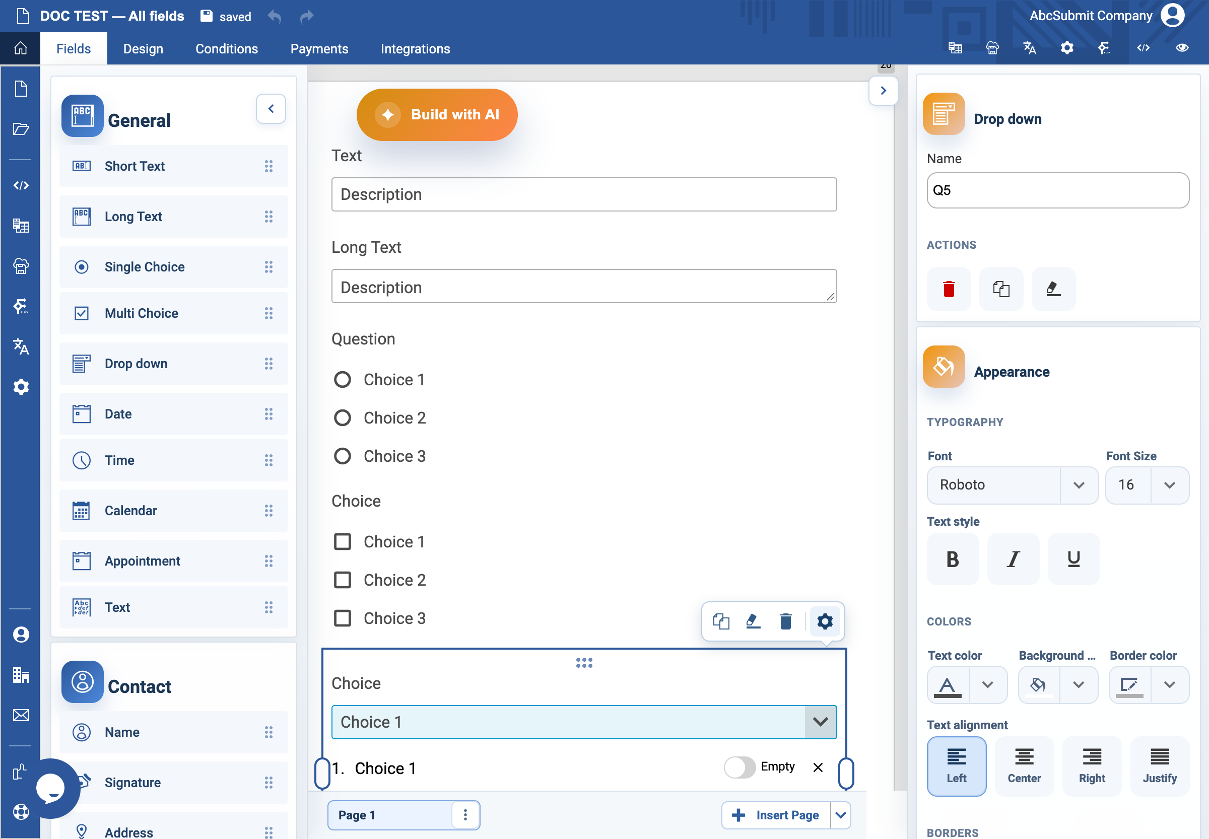 Drop down v2 settings drawer.